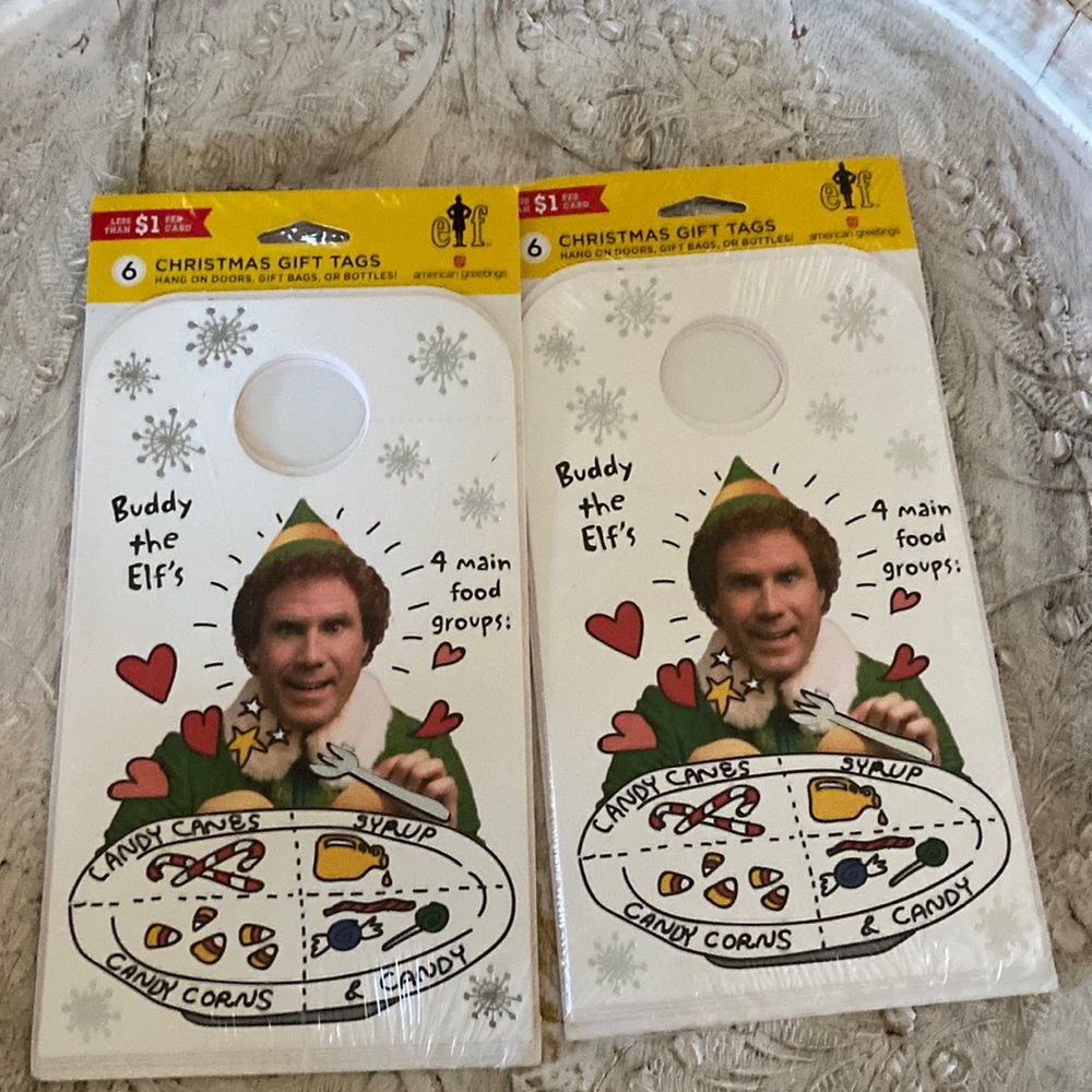 12 American Greetings Christmas Buddy the ELF movie Christmas theme gift tags